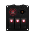 Multi-functional Combination Switch Panel 12V / 24V 3 Way Switches + Dual USB Charger for Car RV Mar