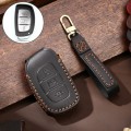 Hallmo Car Cowhide Leather Key Protective Cover Key Case for Hyundai IX35 A Style(Black)