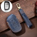 Hallmo Car Cowhide Leather Key Protective Cover Key Case for Hyundai IX35 A Style(Blue)