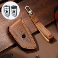 Hallmo Car Cowhide Leather Key Protective Cover Key Case for BMW Blade Style(Brown)