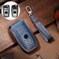 Hallmo Car Cowhide Leather Key Protective Cover Key Case for Old BMW(Blue)