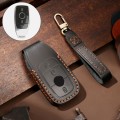 Hallmo Car Cowhide Leather Key Protective Cover Key Case for New Mercedes-Benz E300L(Black)