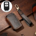 Hallmo Car Cowhide Leather Key Protective Cover Key Case for Honda 2-button(Black)