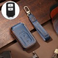 Hallmo Car Cowhide Leather Key Protective Cover Key Case for Honda 2-button(Blue)