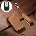 Hallmo Car Cowhide Leather Key Protective Cover Key Case for Honda 3-button Start(Brown)