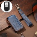 Hallmo Car Cowhide Leather Key Protective Cover Key Case for Honda 3-button Tail Box(Blue)