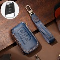 Hallmo Car Cowhide Leather Key Protective Cover Key Case for Volkswagen Lavida A Style(Blue)