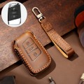 Hallmo Car Cowhide Leather Key Protective Cover Key Case for Volkswagen Lavida A Style(Brown)