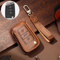 Hallmo Car Cowhide Leather Key Protective Cover Key Case for Volkswagen Lavida B Style(Brown)