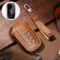 Hallmo Car Cowhide Leather Key Protective Cover Key Case for Toyota Corolla 2017 3-button(Brown)