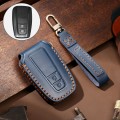 Hallmo Car Cowhide Leather Key Protective Cover Key Case for Toyota Corolla 2018 2-button(Blue)