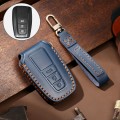 Hallmo Car Cowhide Leather Key Protective Cover Key Case for Toyota Corolla 2018 3-button(Blue)