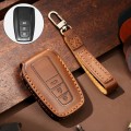 Hallmo Car Cowhide Leather Key Protective Cover Key Case for Toyota Corolla 2018 3-button(Brown)
