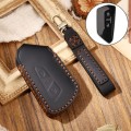 Hallmo Car Cowhide Leather Key Protective Cover Key Case for Volkswagen Golf 8(Black)