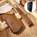 Hallmo Car Cowhide Leather Key Protective Cover Key Case for Volkswagen Golf 8(Brown)