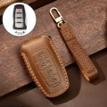 Hallmo Car Cowhide Leather Key Protective Cover Key Case for Haval H6(Brown)