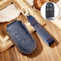 Hallmo Car Cowhide Leather Key Protective Cover Key Case for Jeep Compass(Blue)