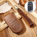 Hallmo Car Cowhide Leather Key Protective Cover Key Case for Jeep Compass(Brown)