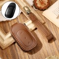 Hallmo Car Cowhide Leather Key Protective Cover Key Case for LEADING IDEAL One(Brown)