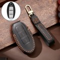 Hallmo Car Cowhide Leather Key Protective Cover Key Case for Nissan Sylphy 2-button(Black)