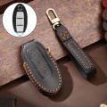 Hallmo Car Cowhide Leather Key Protective Cover Key Case for Nissan Sylphy 3-button Tail Box(Black)