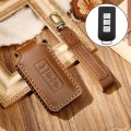 Hallmo Car Cowhide Leather Key Protective Cover Key Case for Mitsubishi Outlander(Brown)