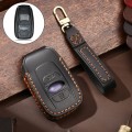 Hallmo Car Cowhide Leather Key Protective Cover Key Case for Subaru Forester(Black)