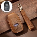 Hallmo Car Cowhide Leather Key Protective Cover Key Case for Subaru Forester(Brown)