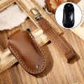 Hallmo Car Cowhide Leather Key Protective Cover Key Case for Tesla Model 3 / S A Style(Brown)