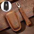 Hallmo Car Cowhide Leather Key Protective Cover Key Case for Ford Focus B Style(Brown)