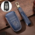 Hallmo Car Cowhide Leather Key Protective Cover Key Case for Ford Focus C Style(Blue)