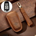 Hallmo Car Cowhide Leather Key Protective Cover Key Case for Ford Focus C Style(Brown)