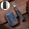 Hallmo Car Cowhide Leather Key Protective Cover Key Case for Land Rover Discovery 5 A Style(Blue)
