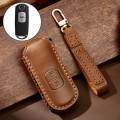 Hallmo Car Cowhide Leather Key Protective Cover Key Case for Mazda Axela 2-button(Brown)