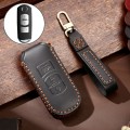 Hallmo Car Cowhide Leather Key Protective Cover Key Case for Mazda Axela 3-button(Black)