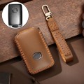 Hallmo Car Cowhide Leather Key Protective Cover Key Case for New Mazda Axela(Brown)