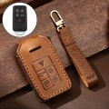 Hallmo Car Cowhide Leather Key Protective Cover Key Case for Volvo 5-button(Brown)
