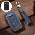 Hallmo Car Cowhide Leather Key Protective Cover Key Case for Volvo 6-button(Blue)