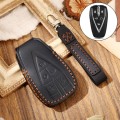 Hallmo Car Cowhide Leather Key Protective Cover Key Case for Changan CS75 Plus(Black)