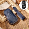 Hallmo Car Cowhide Leather Key Protective Cover Key Case for Changan CS75 Plus(Blue)