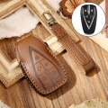 Hallmo Car Cowhide Leather Key Protective Cover Key Case for Changan CS75 Plus(Brown)