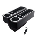 Car Multi-functional Wireless Fast Charge Console PU Leather Box Cup Holder Seat Gap Side Storage Bo