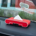 Car Dashboard Diamond Paper Towel Box with Temporary Parking Phone Number Card & Phone Holder(Red)