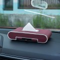 Car Dashboard Diamond Paper Towel Box with Temporary Parking Phone Number Card & Phone Holder(Wine R
