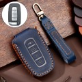 Hallmo Car Cowhide Leather Key Protective Cover Key Case for KIA K2 / K3 / K5 4-button(Blue)