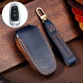 Hallmo Car Cowhide Leather Key Protective Cover Key Case for Hyundai 3-button(Blue)
