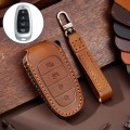 Hallmo Car Cowhide Leather Key Protective Cover Key Case for Hyundai 4-button(Brown)