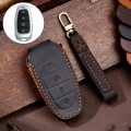 Hallmo Car Cowhide Leather Key Protective Cover Key Case for Hyundai 4-button Start(Black)