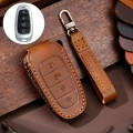 Hallmo Car Cowhide Leather Key Protective Cover Key Case for Hyundai 4-button Start(Brown)
