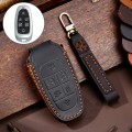 Hallmo Car Cowhide Leather Key Protective Cover Key Case for Hyundai 6-button(Black)